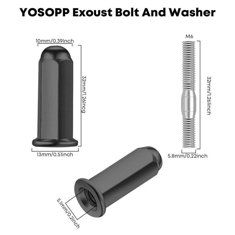 YOSOPP GY6 Exhaust Bolt Nuts for 50cc 70cc 90cc - Black, 110cc 125cc 150cc Scooters ATVs GMB139 Engine Moped Quad 4 Wheeler Dune Buggy Go Karts - Taotao Sunl Coolster - Jonway Roketa Sandrail - Image 5